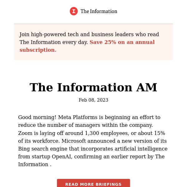 The Information AM - Meta Beginning Effort to Trim Managerial Ranks