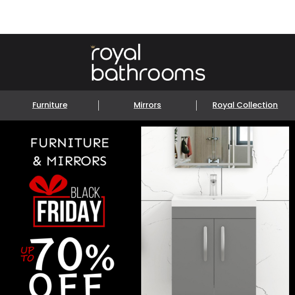 Black Friday Bliss on Bathroom Furniture &amp; Mirrors (Up to 70% Off)