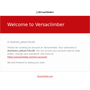 Your Versaclimber account has been created!