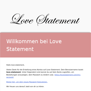 Dein Love Statement Konto wurde erstellt!