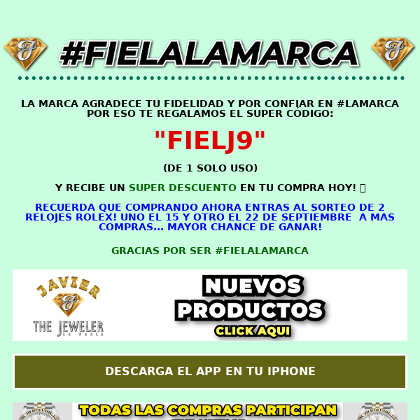 Javier The Jeweler NYC, AQUI TU 🎁 POR SER #fielalamarca 🙏 GANATE UN RELOJ ROLEX HOY Y OTRO EL ESTE Y EL PROXIMO VIERNES🤯