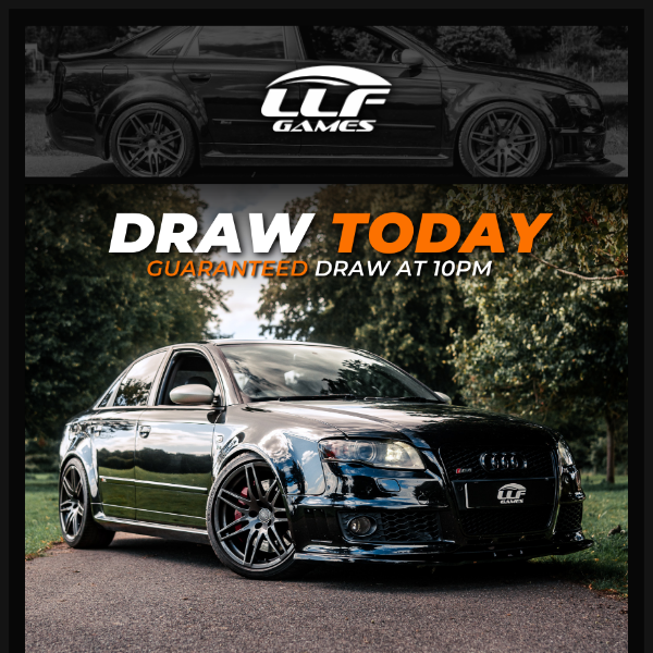 😰 LLF Games, today's the FINAL DAY! Win a 440bhp B7 RS4 for Just 39p