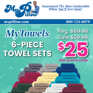 6-Piece Bath Towel Sets $25.00 - 7 Color Options!