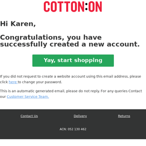 Cotton On Shopping Account
