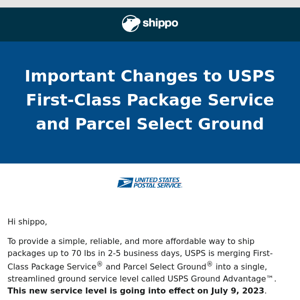 Important changes to USPS service levels