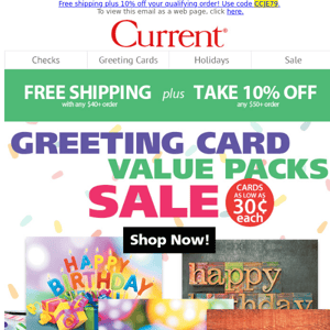 Free shipping plus an extra 10% off economical card packs