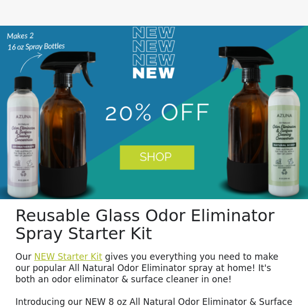 Just Launched 📣 Glass Odor Eliminator Spray Starter Kit