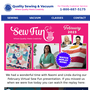 The February Virtual Sew Fun Presentation is HERE!