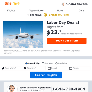 Labor Day Deals! | Flights from $23.99!