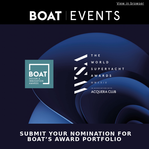 Submit your nomination for BOAT’s award portfolio
