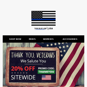 Veterans Day Sale: 20% Off!