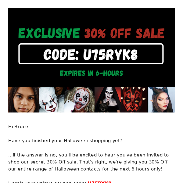 RE: 30% Off Halloween contacts for 6 hours 🎃