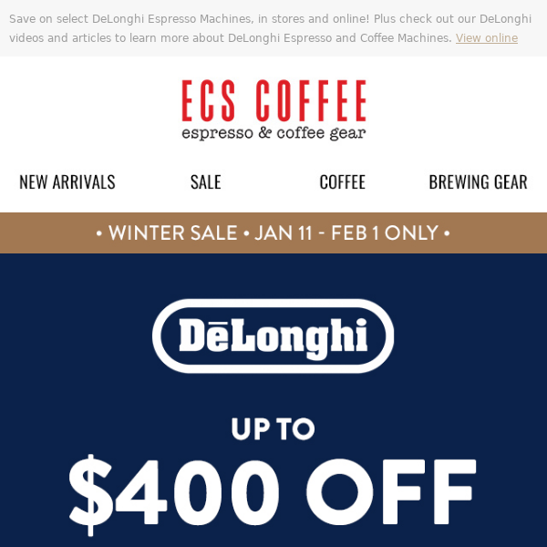 DeLonghi Winter Sale! ❄️ Up to $400 Off Select Machines