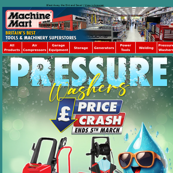 Clean Up for Spring - Pressure Washers Price Crash Now On! More Huge Savings!