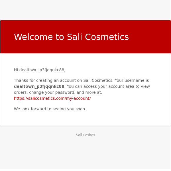 Your Sali Cosmetics account has been created!