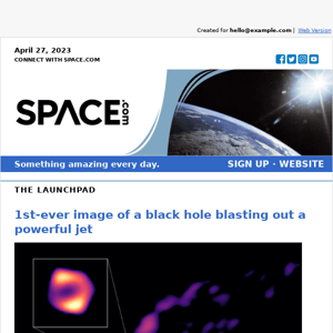 1st-ever direct image of a black hole blasting out a powerful jet