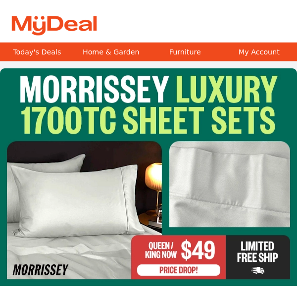 Morrissey Luxury Sheet Sets for $49