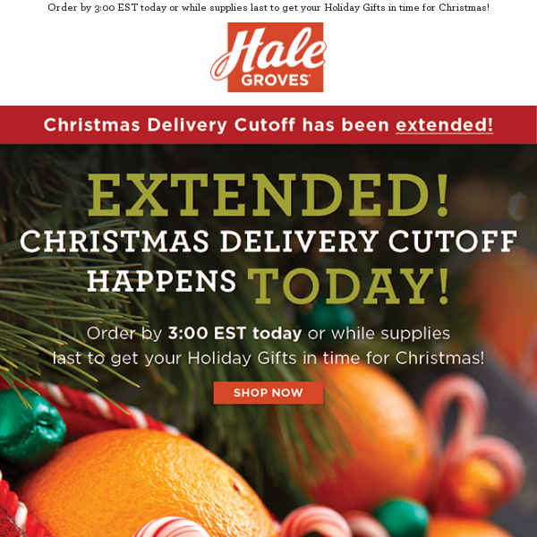 🎄 EXTENDED - Christmas Delivery Cutoff Happens Today! 🎄