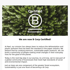 We are now B Corp Certified!