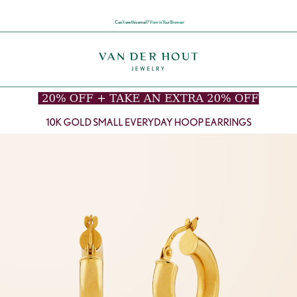 20% Off + EXTRA 20% Off Solid Gold Hoop Earrings!