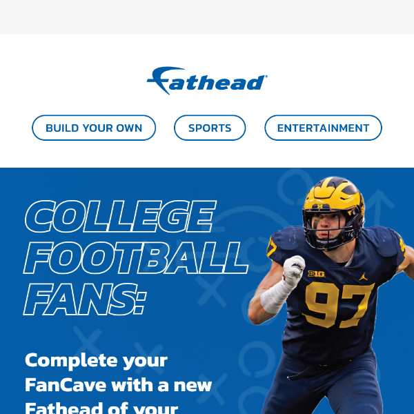 Complete your FanCave with a new College Football Fathead ✨
