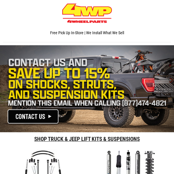 📳 Call In and Save! Find the Perfect Shocks, Stuts & Suspension Kits