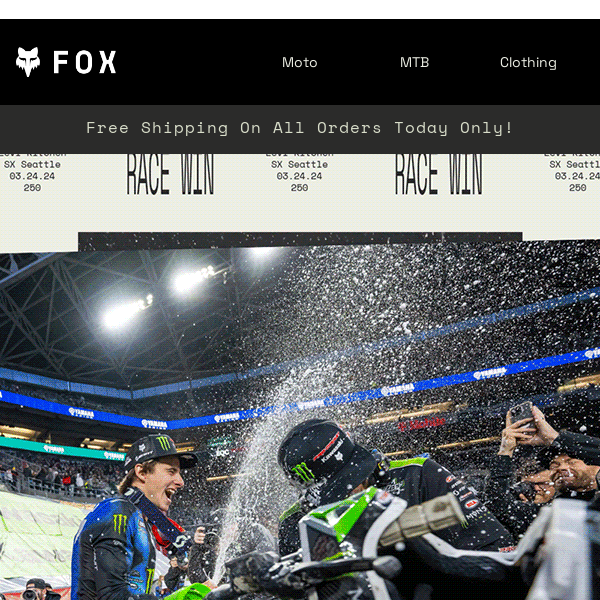 Today Only - FREE SHIPPING to Celebrate Fox Race Wins!