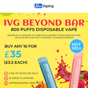 Vape Deals:￡7.99 Elfa Pod Kit,￡4.67 Dinner Lady V800,￡3.99 Elf Bar MC600,￡3.33 Aroma King,￡4 IVG Diamond Bar,￡12.99 GeekVape Wenax M1 Kit; 20% off for pre-orders