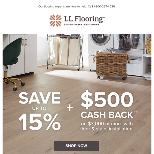 Unleash the Savings | Up to 15% off Flooring + Cash Back!