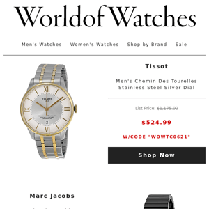 🎯 ACT FAST: Extra $187 Off Tissot Watch | Marc Jacob Watch $103 Off | Gucci Sunglasses $103 Off + Other Deals