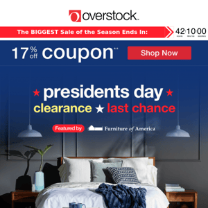 17% off Coupon! Last Chance for Presidents Day Deals! Shop Hot Clearance Deals Now! 💥