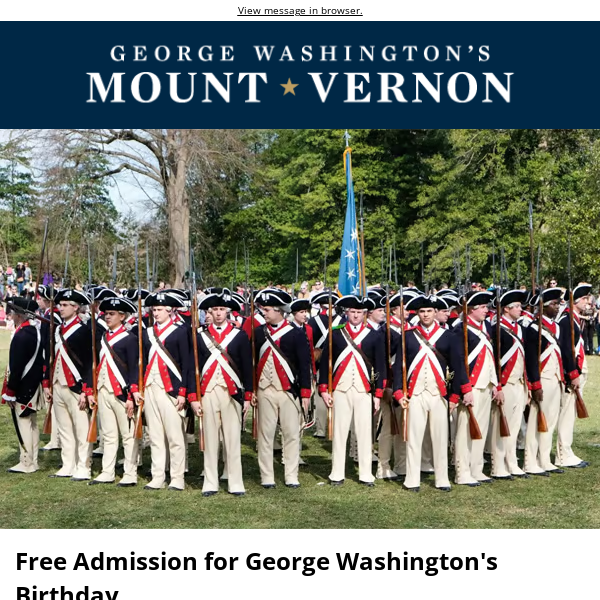 Free Admission for George Washington’s Birthday