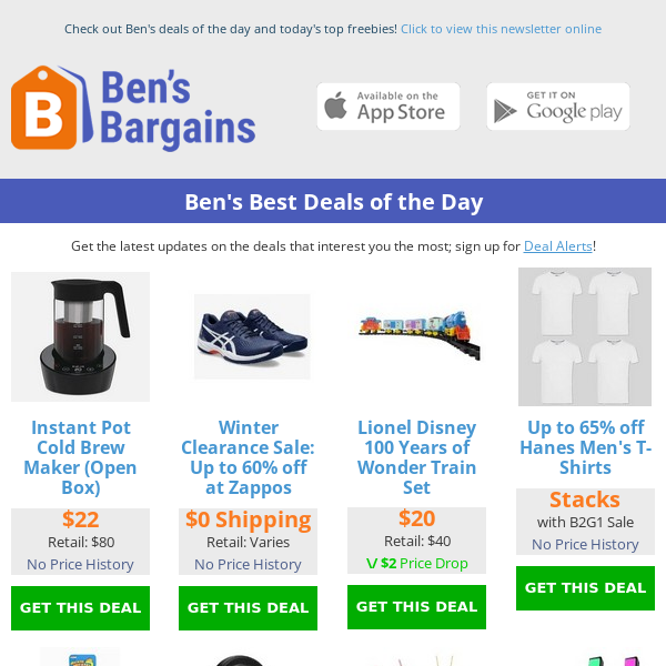 Ben's Best Deals: Up to 65% off Hanes T-Shirts - $25 Belkin Charger/Speaker - Up to 60% off Zappos Winter Clearance