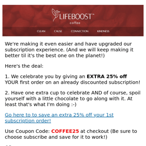 Special deal for Lifeboost Coffee?