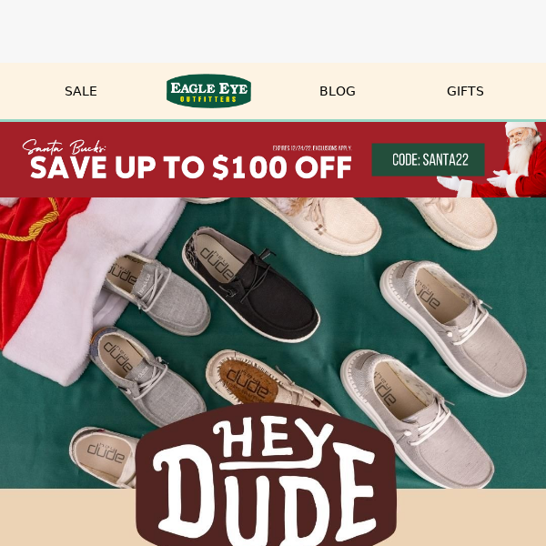 Holiday Savings on on HEYDUDE! 🎅