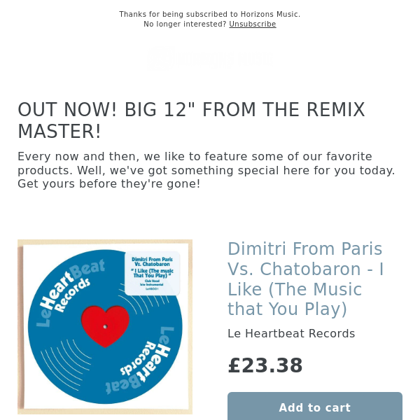 OUT NOW! Dimitri From Paris Vs. Chatobaron - I Like (The Music that You Play)