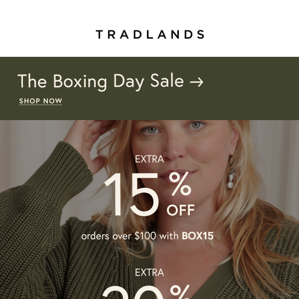 Boxing Day Sale. Save up to 25% off.