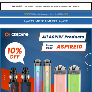 10% OFF All Aspire® Products🔥