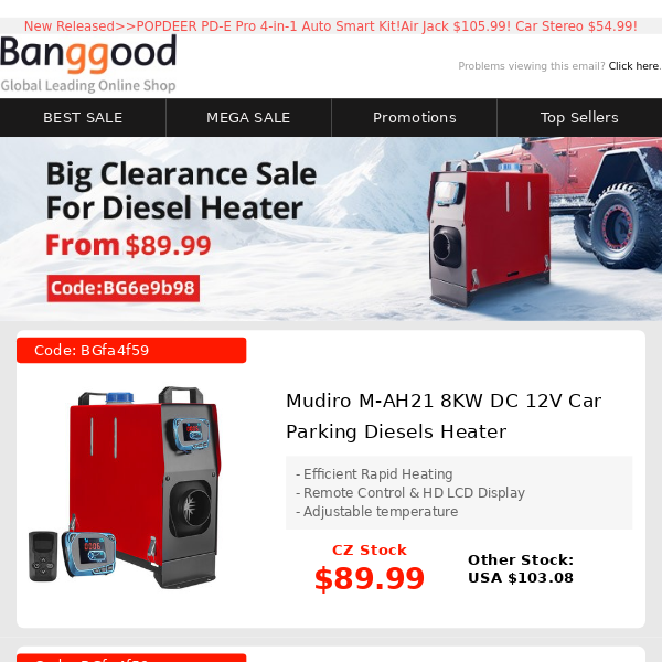3000+ people are viewing Heater Diesels Clearance Sale!12V 100AH LifePO4 Battery 25% OFF, Portable Jump Starter 28% OFF