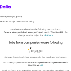 Daily jobs digest for Compass Group USA