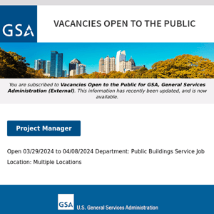 New/Current Job Opportunities at GSA Open to the Public (All U.S. Citizens)