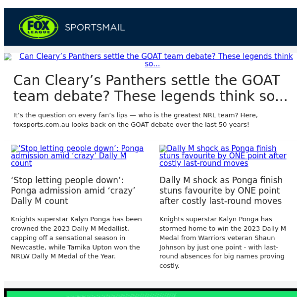 Can Cleary’s Panthers settle the GOAT team debate? These legends think so...