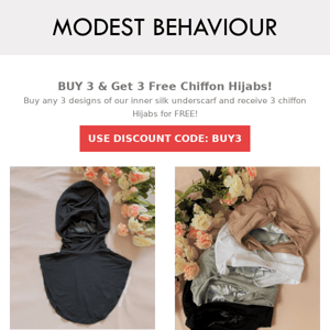 Buy 3 & Get 3 Chiffon Hijabs For Free