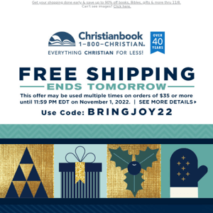 Ends Tomorrow: Free Shipping | The Black Friday Kickoff Starts Now!