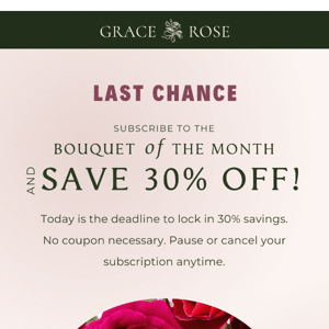 Want to Enjoy Monthly Bouquets and Save 30% Off?