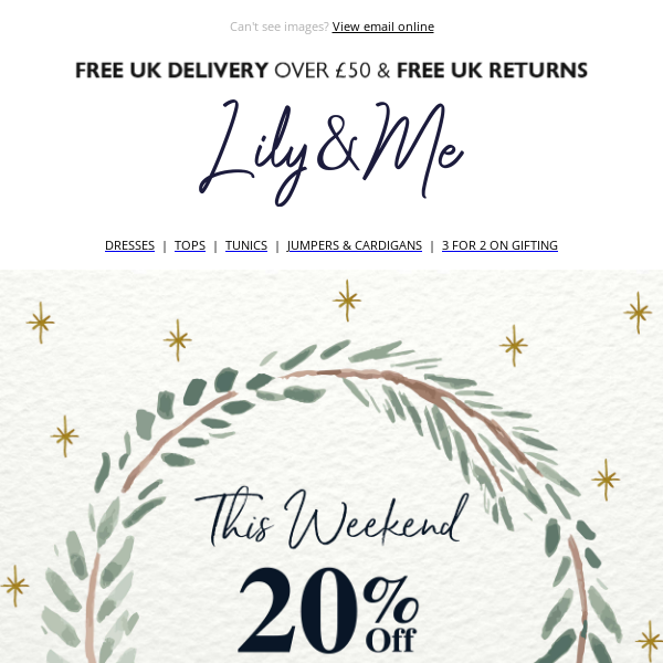 Enjoy 20% off everything this weekend only | Ends Sunday. Don't miss out.