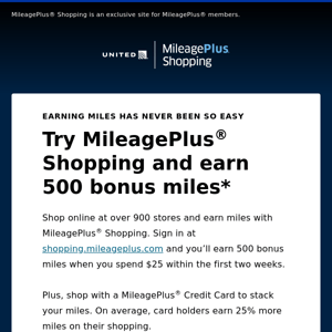 This bonus offer is only for MileagePlus members like you