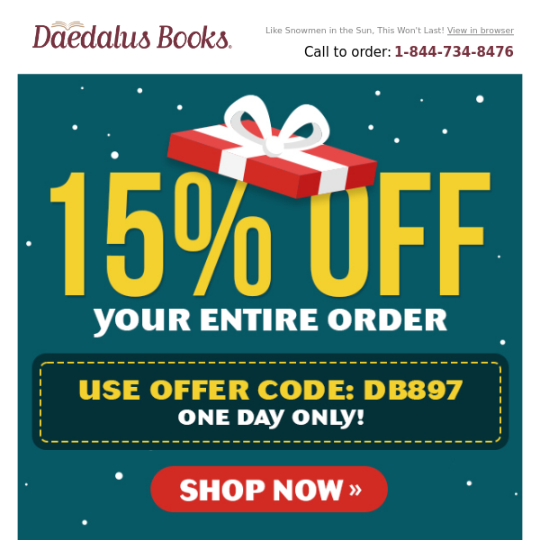 Take an Extra 15% Off, Today Only!