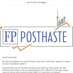 Posthaste: Fasten your seat belts, the loonie is in for a bumpy ride