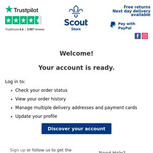 Scout Store UK  your Scout Store account awaits you.